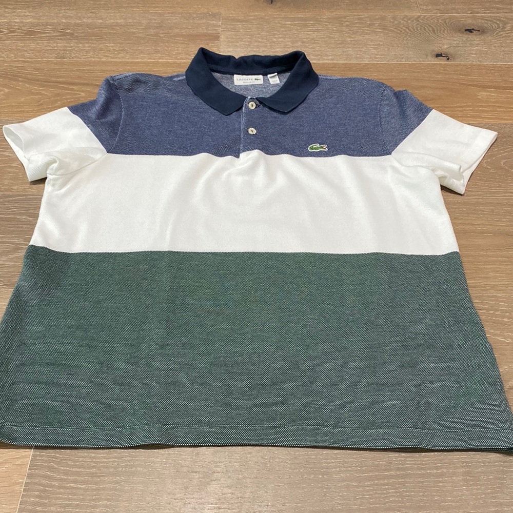 Lacoste mens regular fit classic collars shirt color blocking .  Great condition